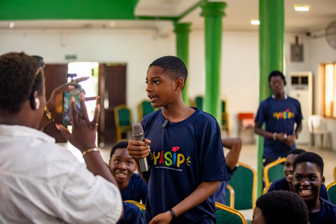 A student presenting at the bootcamp