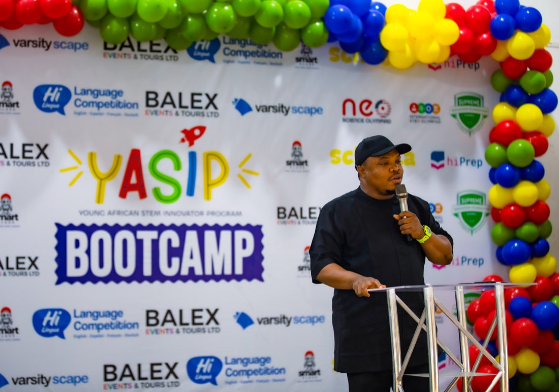 Speaker on stage at the bootcamp